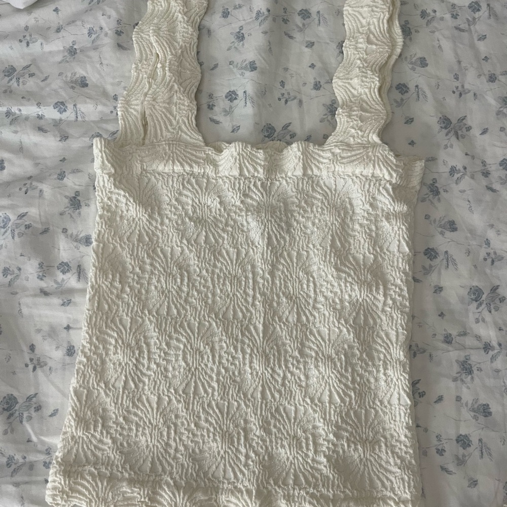 Pink Rose Cream Smocked Sleeveless Tank Top